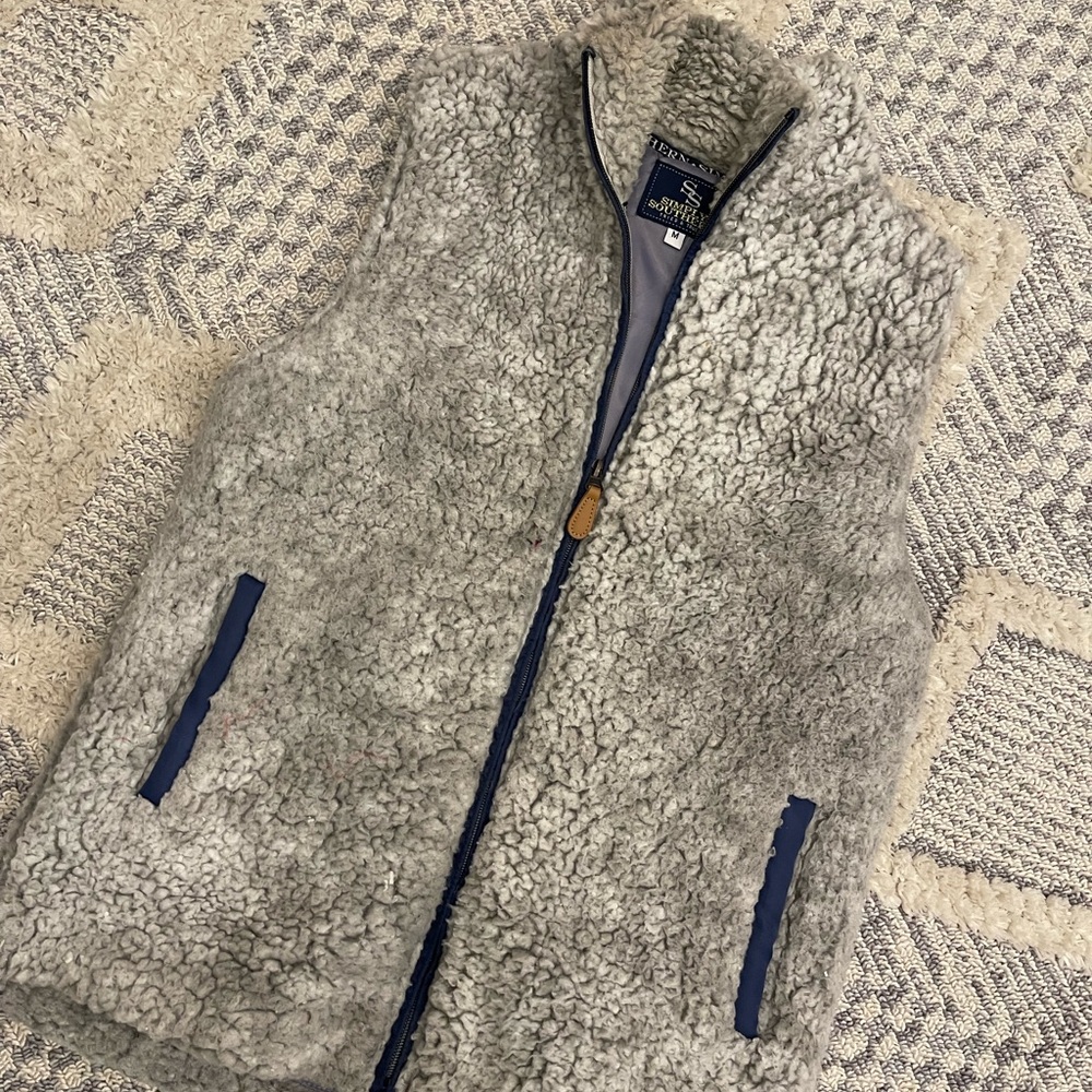 Simply Southern Women's Gray Fuzzy Fleece Sherpa Vest Medium